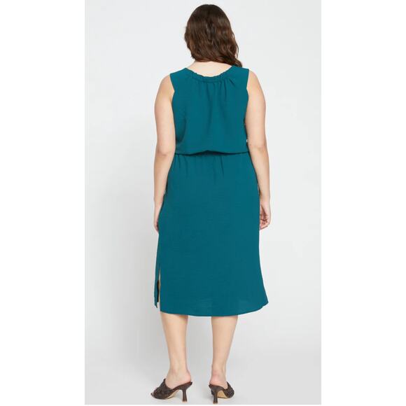 NWT Universal Standard Isola Crinkle Crepe Dress Sea Moss Green Size XL/ 26-28 - Picture 4 of 9